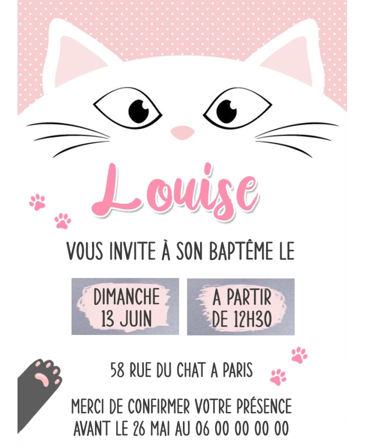 carte chat. carte invitation enfant. invitation enfant original. invitation carte fille. invitation école