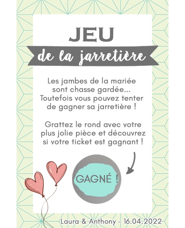 jeu jarretière. jeu mariage. jeu jarretière original. jeu animation mariage. mariage idée jeu. jarretière mariage. carte à gratt