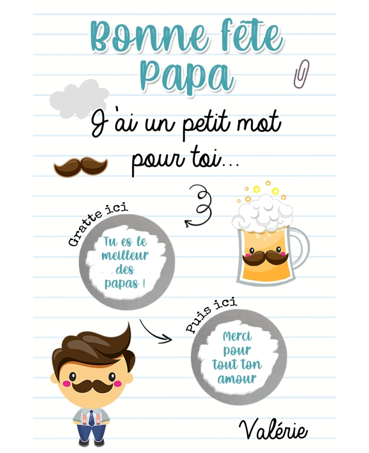 carte fete père. carte papa. cadeau papa. fete des pères cadeau. carte gratter super papa