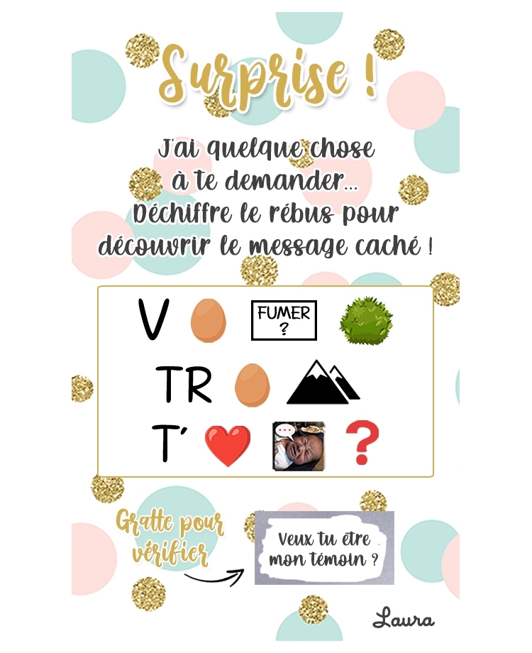 rébus demande de témoin. demande témoin original. demande témoin rébus.