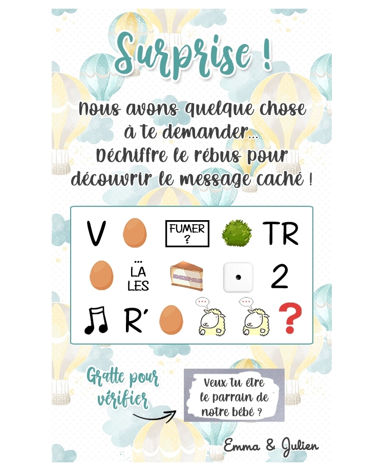 demande de parrain. demande parrain originale.  rebus parrain.