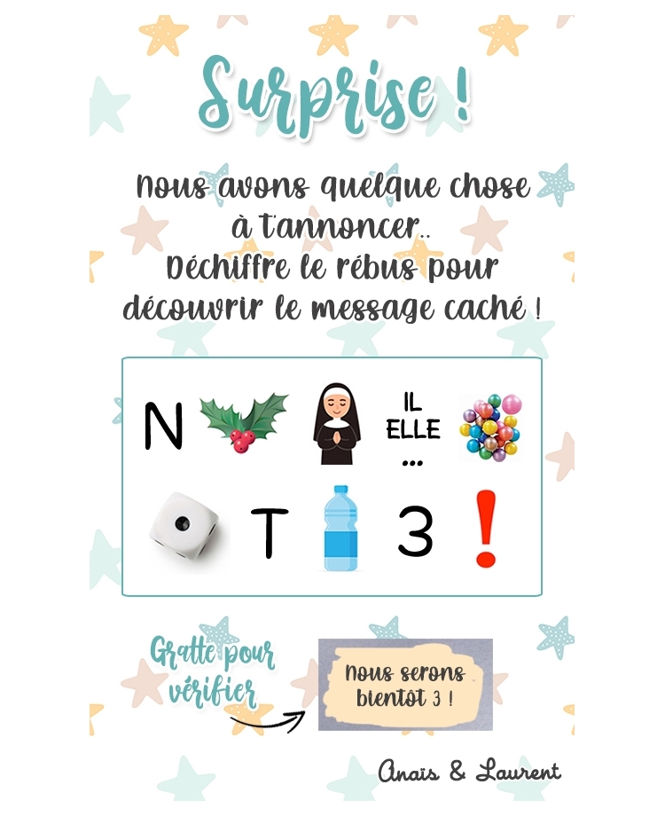 Rébus annonce grossesse. rebus famille s'agrandir. rebus grossesse