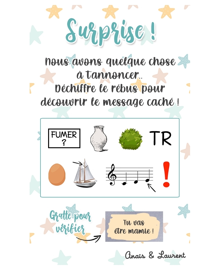 annonce grossesse. tu vas etre mamie. rebus mamie. rebus grossesse