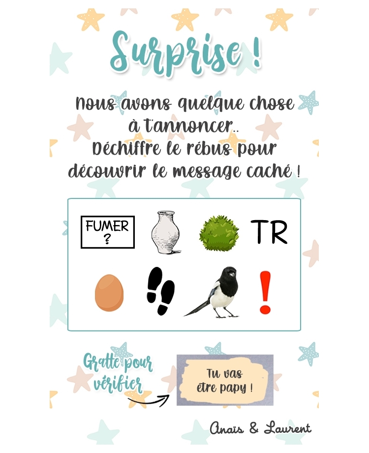 annonce grossesse. tu vas etre papy. rebus papy. rebus grossesse
