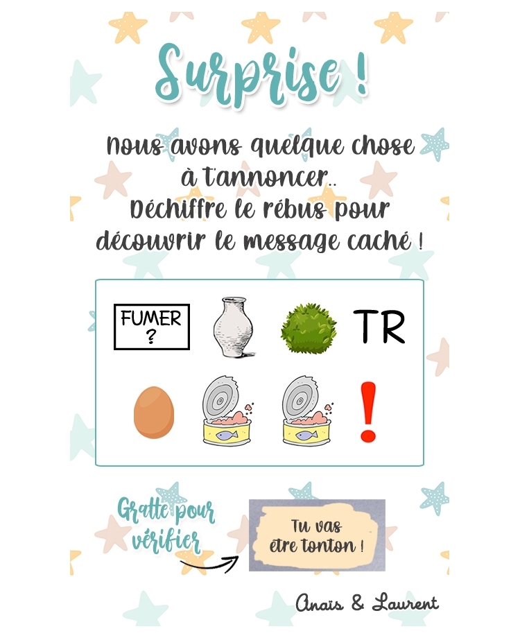 annonce grossesse. tu vas etre tonton. rebus tonton. rebus grossesse. annonce tonton