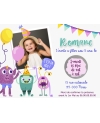 carte invitation. carte baptême. carte anniversaire enfant. carte fête. anniversaire monstre. carte invitation gratter.