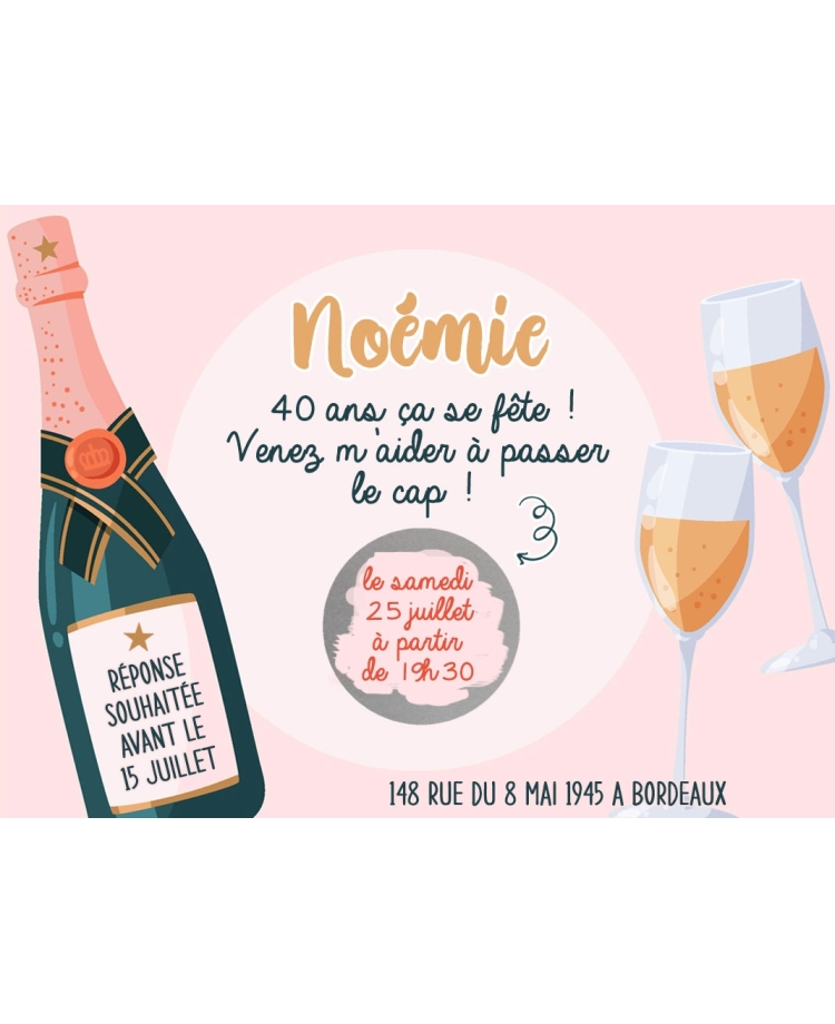 Carte d'invitation anniversaire. carte gratter fête. carte gratter champagne. invitation originale. invitation anniversaire.
