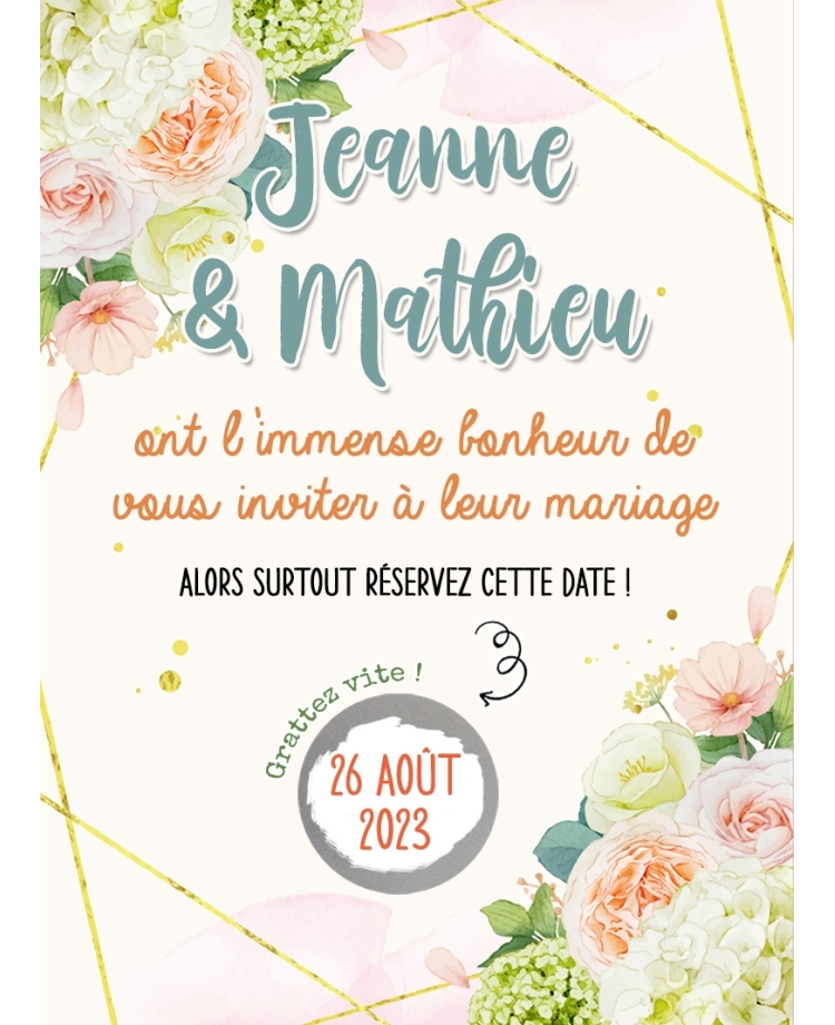 carte gratter fête. carte gratter anniversaire. invitation originale. invitation mariage. faire part mariage
