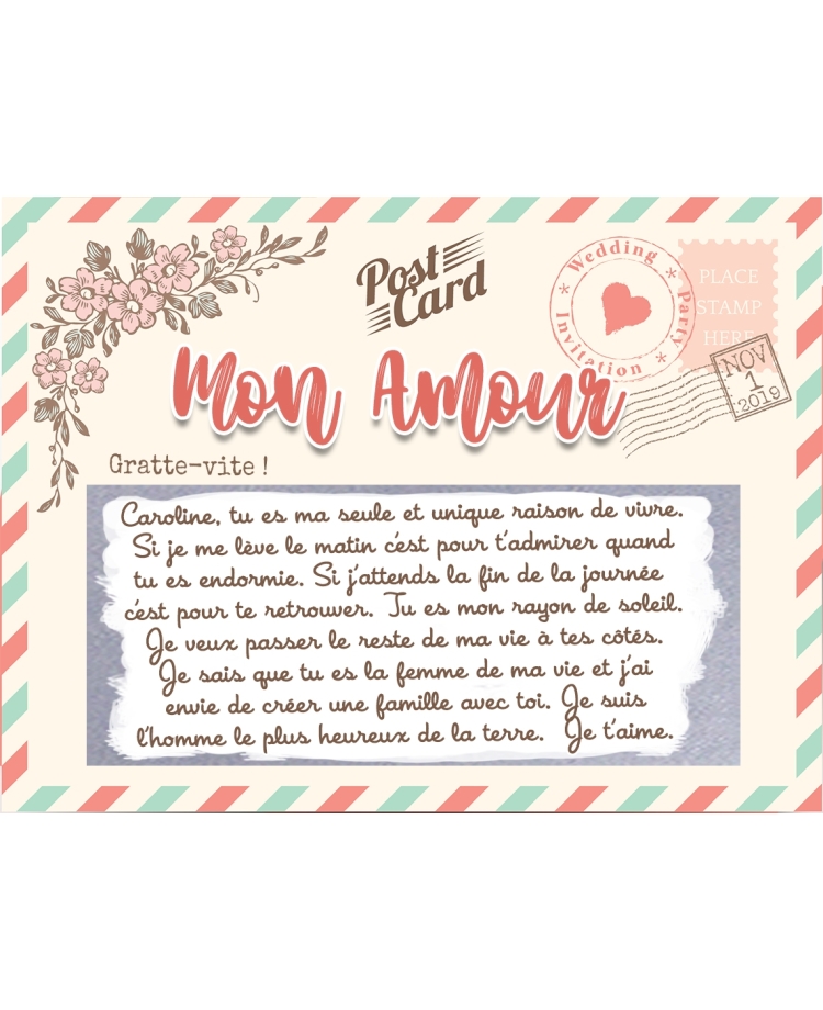 carte gratter saint valentin. carte gratter amour. carte déclaration amour. demande mariage. demande pacs originale.