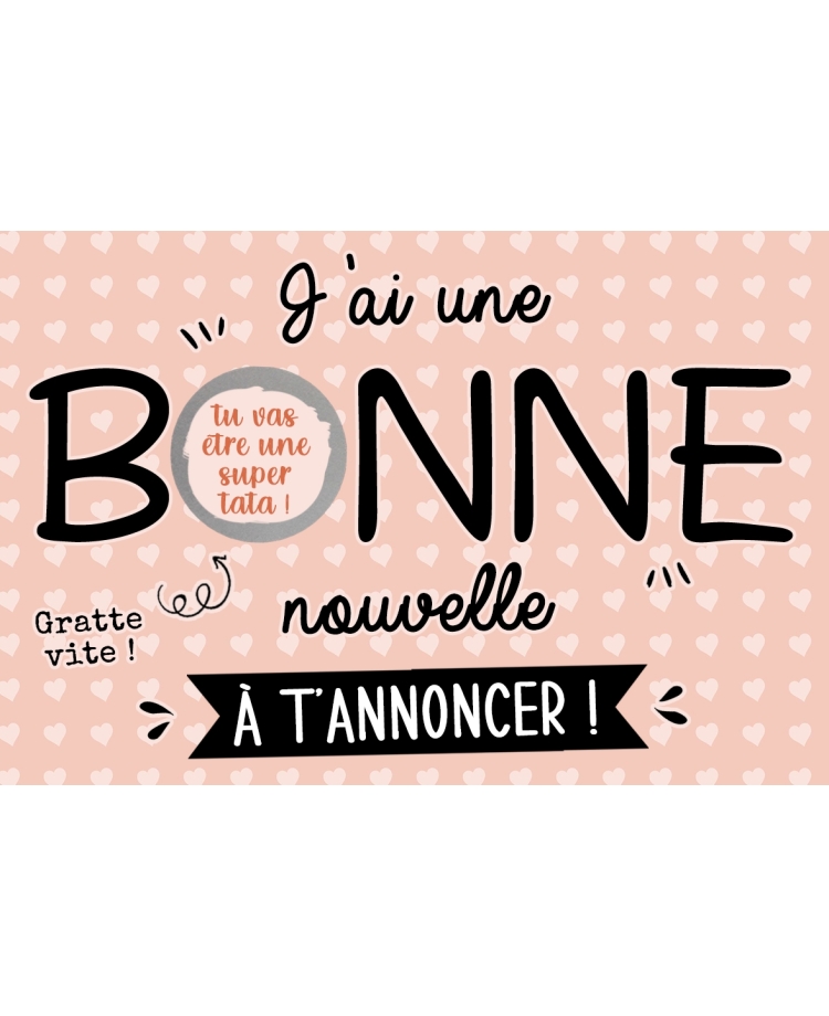 Carte à gratter bonne nouvelle. Carte à gratter personnalisés. Carte à gratter surprise