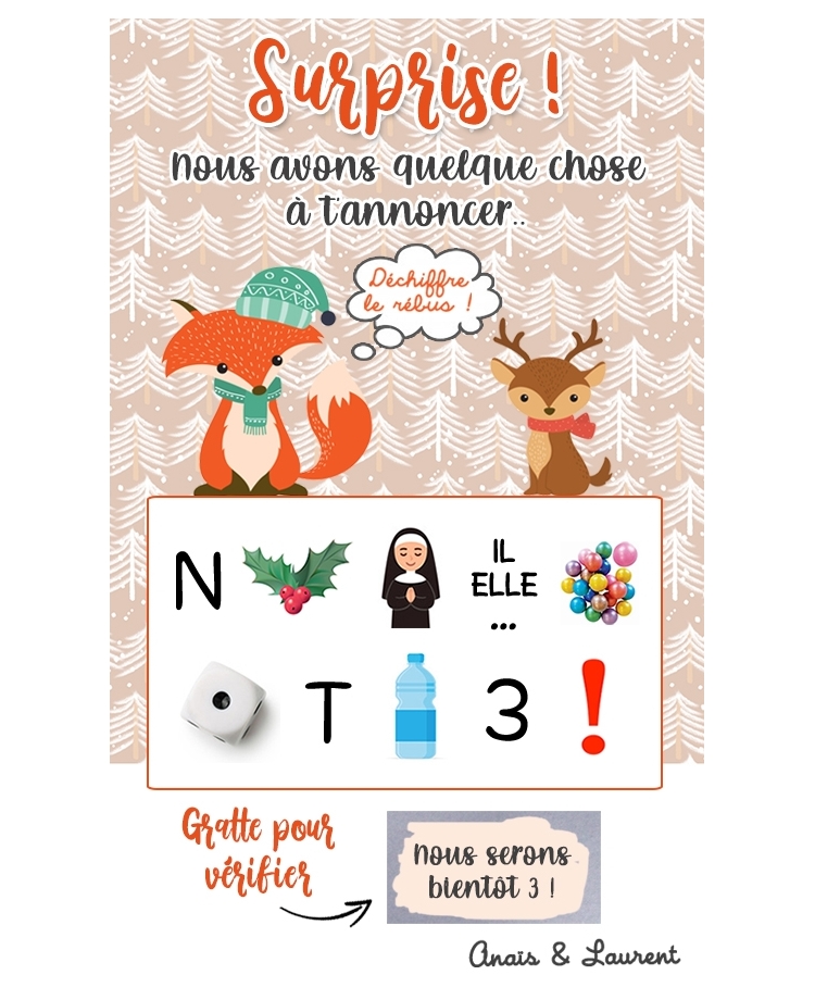 Rébus à déchiffrer spécial Noël. annonce grossesse noel. annonce grossesse original
