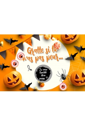 Carte à gratter Halloween "Gratte si tu n'as pas peur..." à personnaliser. carte annonce Halloween . carte Halloween