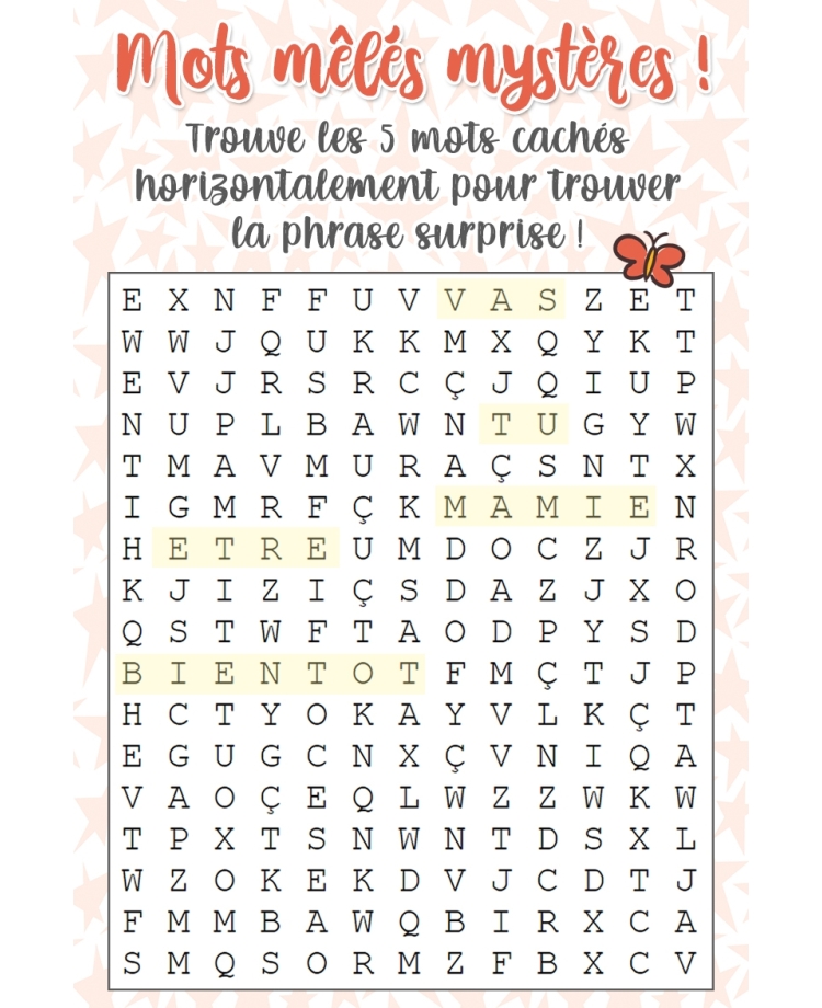 Mots mêlés mystères pour annonce tu vas etre mamie. annonce originale grossesse. annonce grossesse msytere