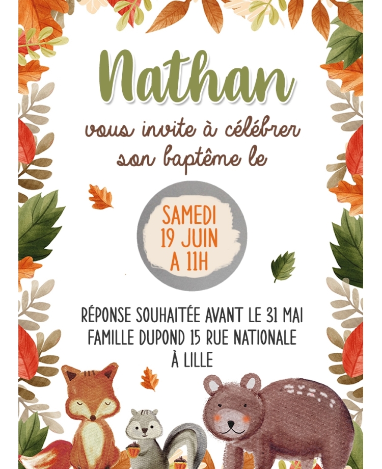 carte gratter bapteme. invitation bapteme automne. invitation bapteme originale. invitation gratter