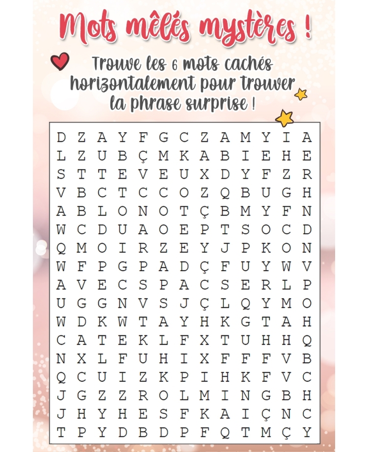 Mots mêlés mystères "amour. demande pacs. demande mariage. demande pacs originale