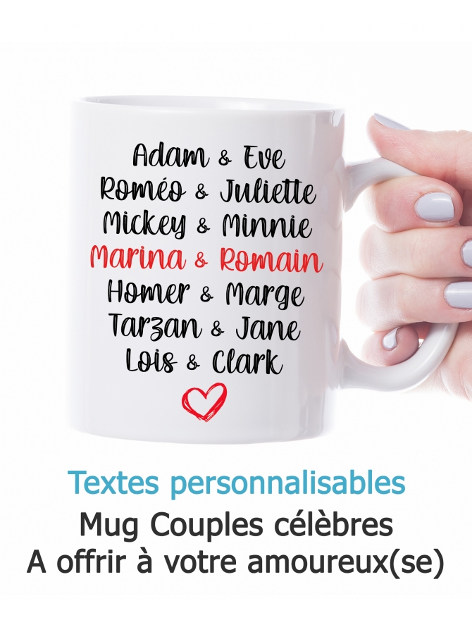 mug couple célèbre. mug humour. mug cadeau couple. mug saint valentin. mug cadeau amoureux. mug cadeau femme.