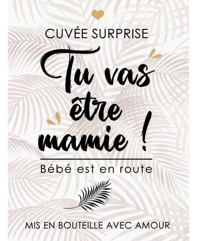 Etiquette bouteille de vin ou champagne. annonce grossesse. étiquette annonce mamie. étiquette autocollante. étiquette bouteille