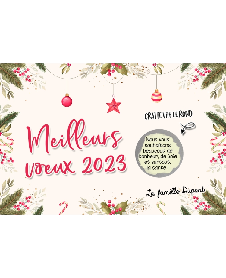 Carte à gratter "Meilleurs voeux" à personnaliser. bonne année. carte bonne année. carte meilleurs voeux