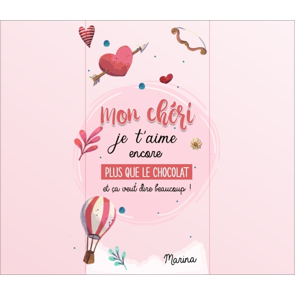 Etiquette autocollante pour tablette de chocolat je t