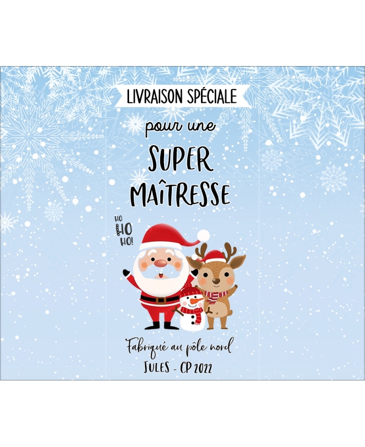 Etiquette autocollante pour tablette de chocolat - livraison spéciale noël