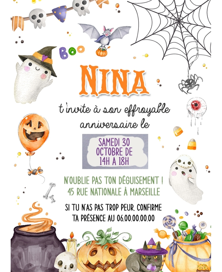 carte anniversaire halloween. carte fête halloween. carte gratter halloween. carte halloween fantôme. anniversaire halloween