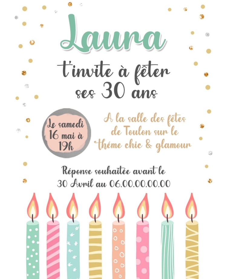 invitation anniversaire adulte. carte invitation adulte. carte adulte. invitation original. invitation fête 30 ans. carte bougie