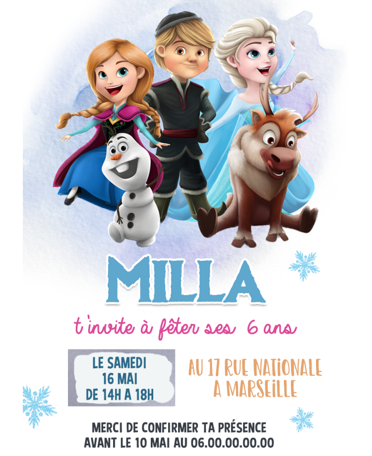 carte invitation. carte anniversaire fille. carte reine neiges. anniversaire reine des neiges, carte invitation gratter.