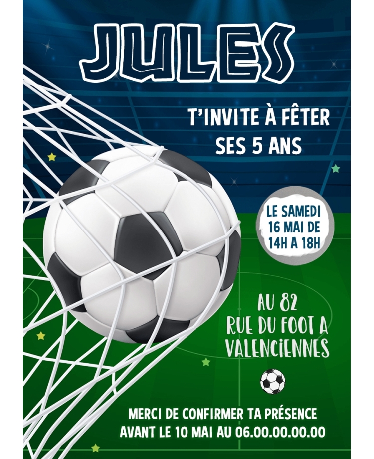 carte invitation. carte anniversaire enfant. carte football. anniversaire football, carte invitation gratter.