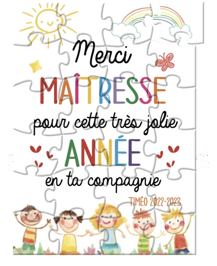 Puzzle Merci maîtresse, maître, ATSEM, nounou etc