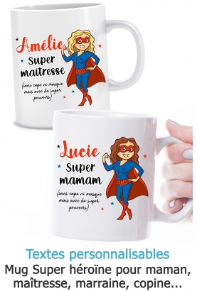 mug super maitresse. mug super maman. mug super nounou. mug personnalisé cadeau
