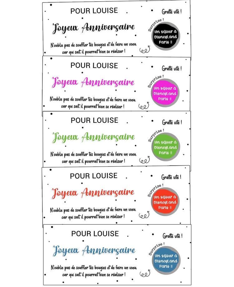 Carte à gratter "joyeux anniversaire" - couleurs au choix