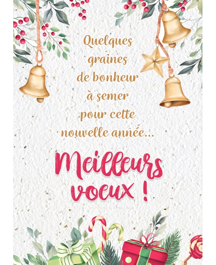carte planter Noël. carte planter graine meilleurs voeux. carte planter Noël ou nouvelle année.