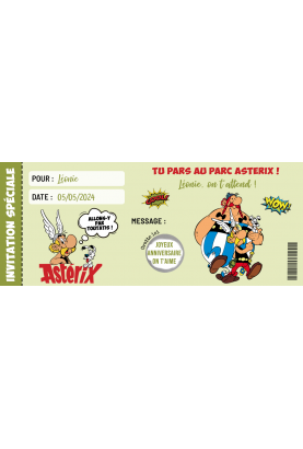 Carte à gratter. carte Asterix. carte gratter Asterix. invitation Asterix. voyage à Asterix