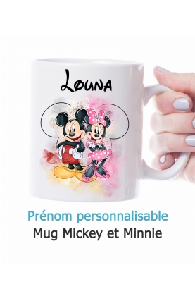 Mug Mickey et Minnie. Mug Mickey et Minnie personnalisable. mug enfant. mug cadeau enfant mickey.