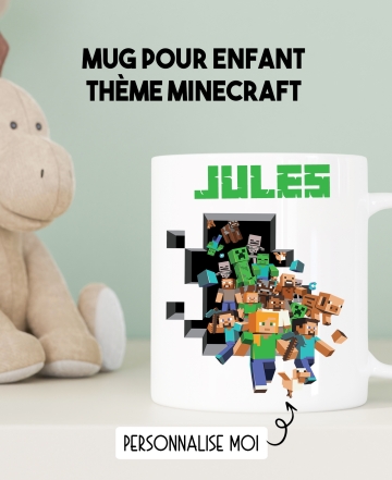 Mug enfant modèle Minecraft personnalisable. mug Minecraft . mug enfant. Minecraft. cadeau enfant. cadeau Minecraft