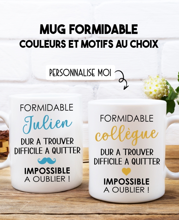 mug Formidable collègue. mug collègue. mug départ retraite. mug collègue travail. mug travail. cadeau collègue