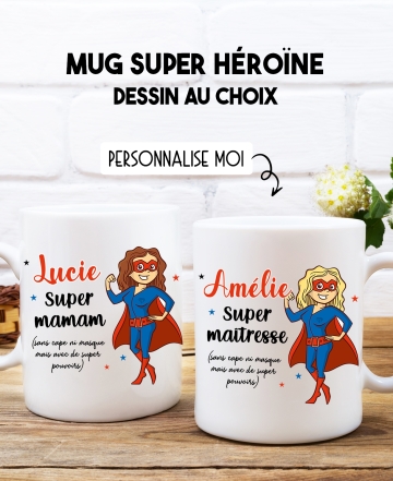 mug super maitresse. mug super maman. mug super nounou. mug personnalisé cadeau