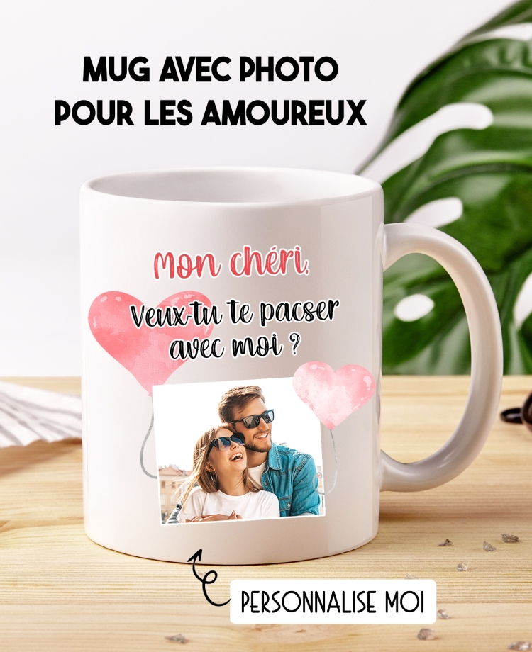 Mug amoureux. Mug couple. mug photo. Mug saint valentin. cadeau amoureux. cadeau mug couple