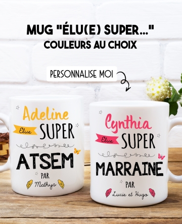 Mug personnalisable super maman/maitresse/Nounou/parrain/marraine. Mug maitresse. Cadeau maitresse. Cadeau ecole