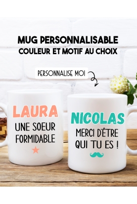 Mug personnalisable - couleur et icône au choix. mug a personnaliser. mug texte. mug cadeau