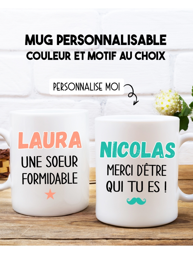 Mug personnalisable - couleur et icône au choix. mug a personnaliser. mug texte. mug cadeau