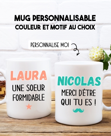 Mug personnalisable - couleur et icône au choix. mug a personnaliser. mug texte. mug cadeau