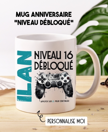 Mug anniversaire ado. mug adolescent. mug fan jeux vidéo. mug jeu vidéo anniversaire. mug jeux vidéo personnalisé