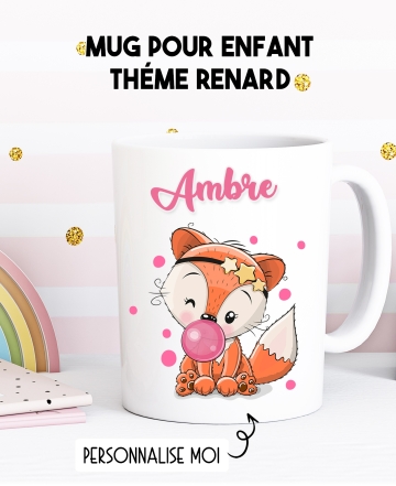 Mug enfant modèle Renard personnalisable. mug Renard. mug enfant. Renard. cadeau enfant. cadeau Renard