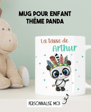 Mug enfant modèle Panda personnalisable. mug Panda . mug enfant. Panda . cadeau enfant. cadeau Panda