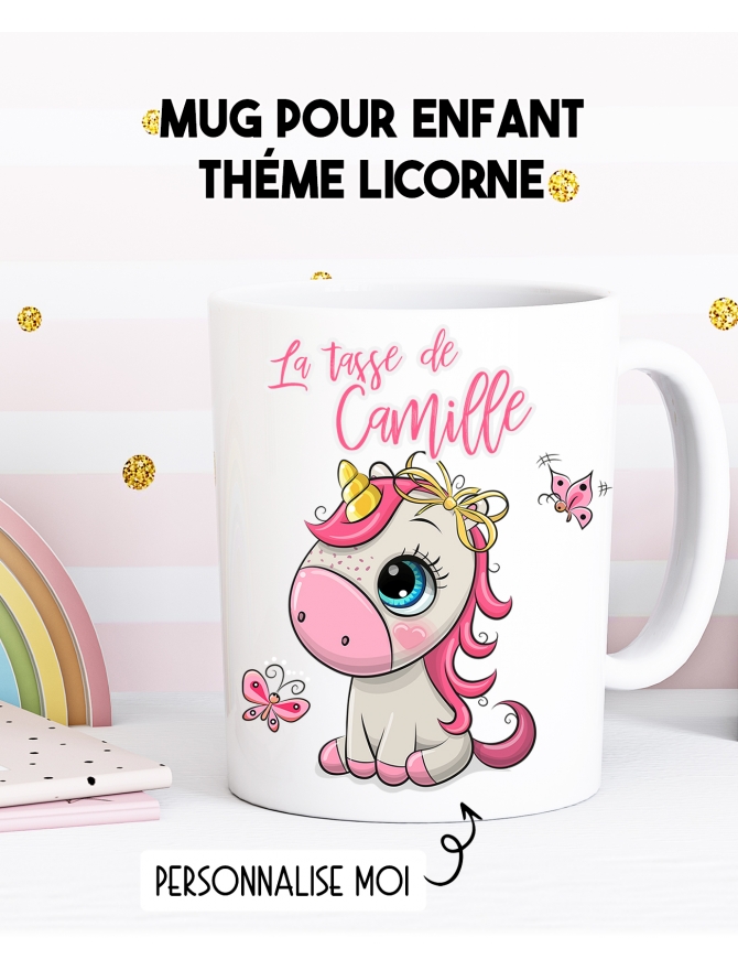 Mug enfant modèle Licorne personnalisable. mug Licorne . mug enfant. Licorne . cadeau enfant. cadeau Licorne