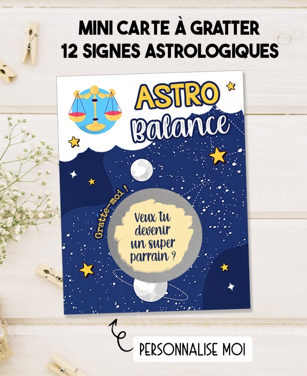 carte à gratter astro. castre astrologique. carte gratter signe astro