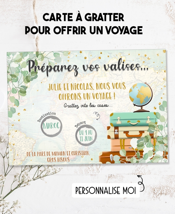 carte voyage. carte voyage surprise. carte gratter voyage. carte valises voyage. carte gratter cadeau vacances. carte vacances