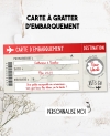 Carte d'embarquement à gratter. Carte annonce voyage. carte gratter voyage. carte voyage surprise. carte cadeau surprise voyage