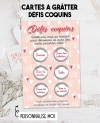 Carte à gratter "Défis coquins" pour pimenter votre vie de couple ! carte saint valentin. jeu sexe couple. jeu fantasme couple.
